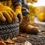 Kontrola tlaku v pneumatikách pri naloženom aute na parkovisku