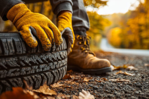 Kontrola tlaku v pneumatikách pri naloženom aute na parkovisku