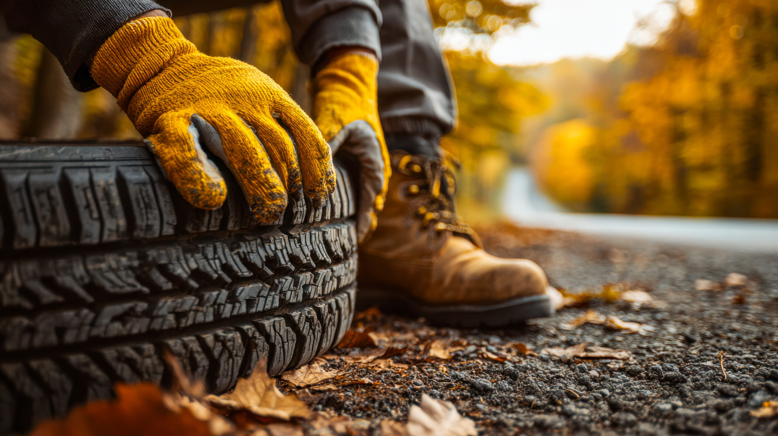 Kontrola tlaku v pneumatikách pri naloženom aute na parkovisku